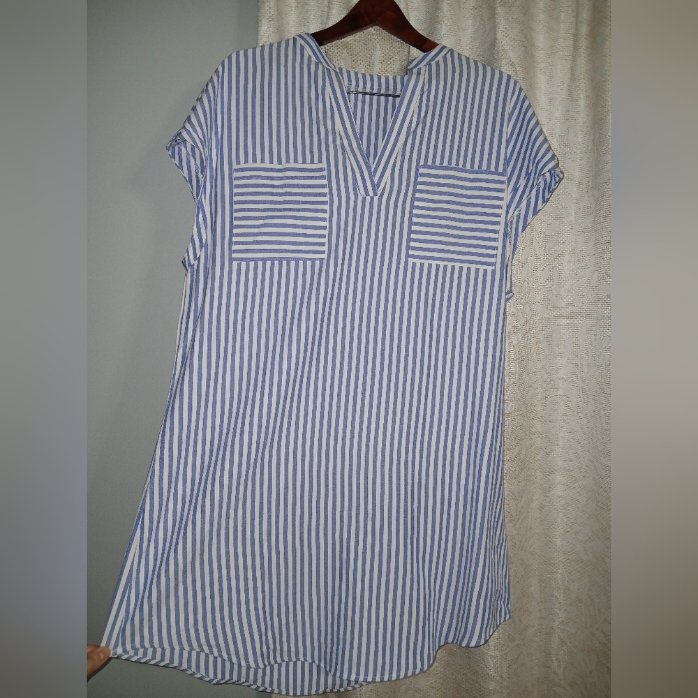 Cupshe Blue and White Dolman Sleeve Mini Dress